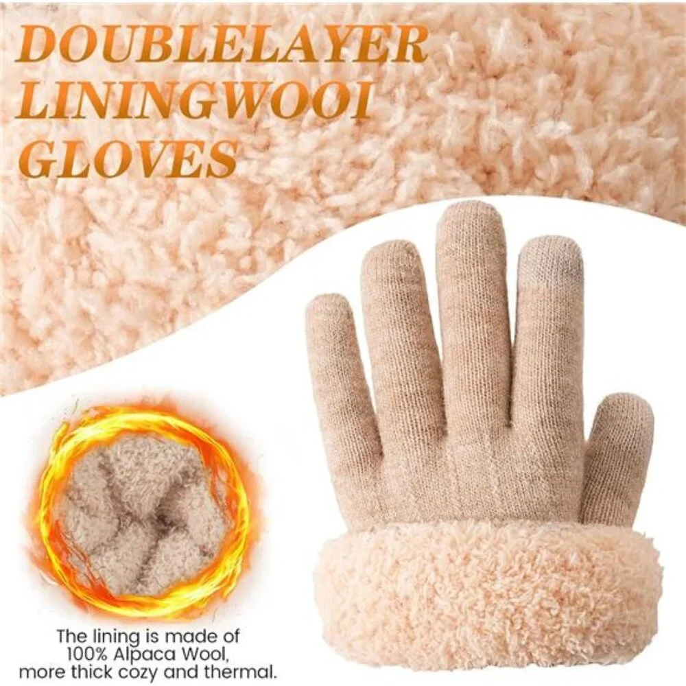 2 Pairs Winter Gloves Women Men Cold Weather Valentines